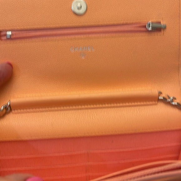 Authentic CHANEL Coral Pink Caviar Wallet on Chain - Picture 9 of 14